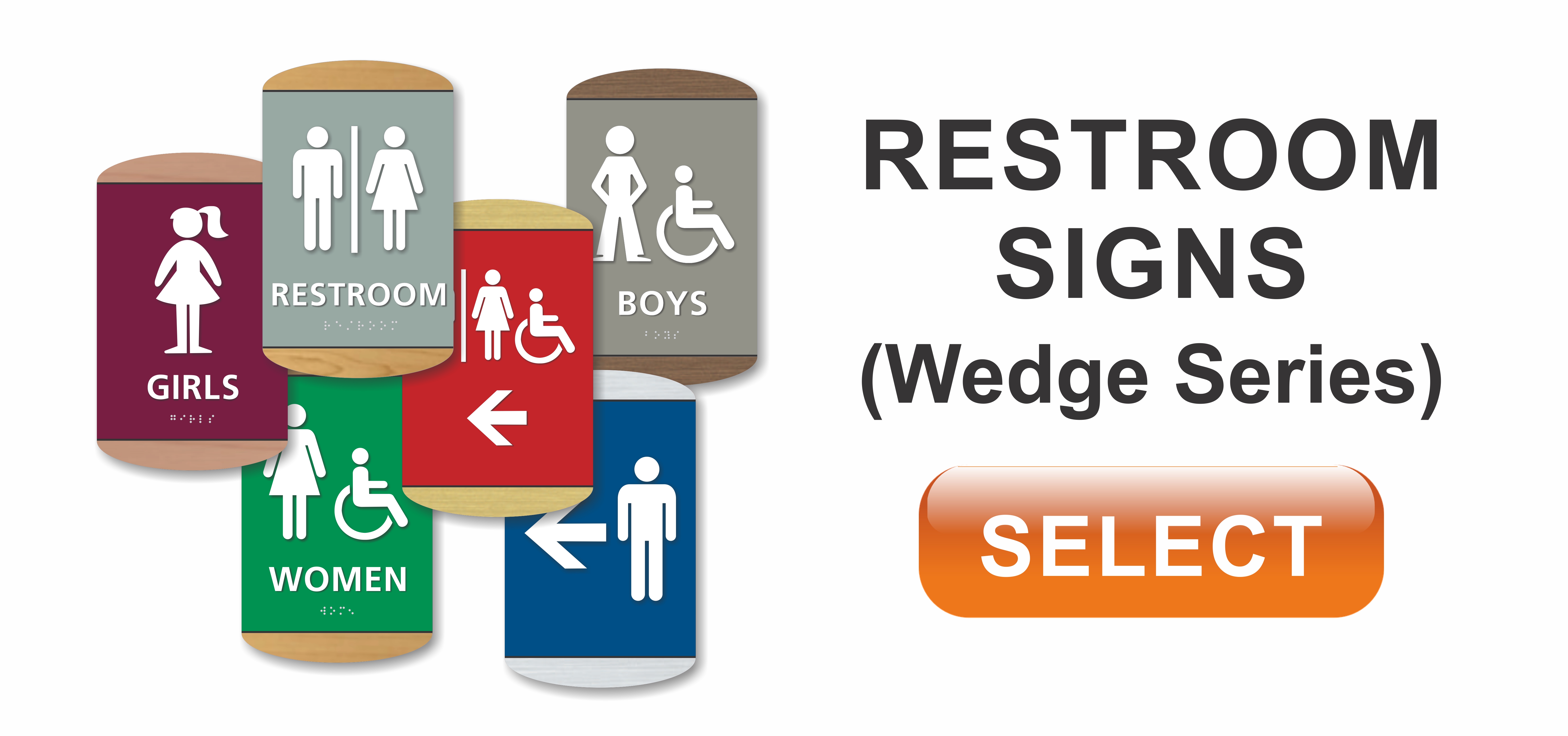 wedge series ADA braille restroom signs